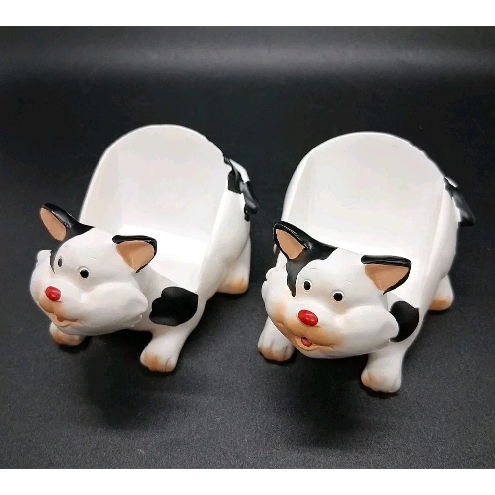 (2) Cat Planters Ceramic Stoneware Garden Kitten Succulent Plant Container